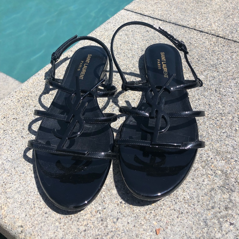Saint Laurent YSL logo - 38 Vernice Chiffon/Nero Lucido Nero